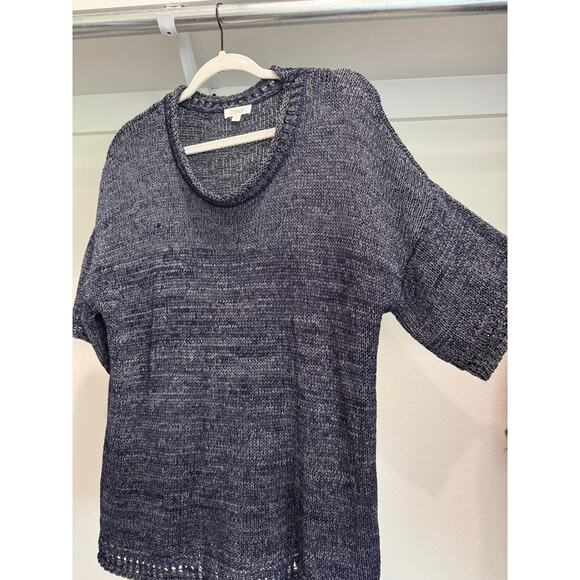 Oddi Women's Short-Sleeve Knit Sweater Shirt Blouse Size M/L Navy - Picture 1 of 8